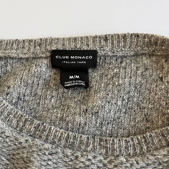 Club Monaco Italian Yarn Wool Silk Grey Long Sleeve Sweater Dress Size Medium - Picture 4 of 13